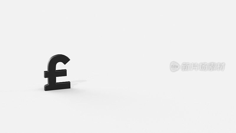 Black 3d pound render minimalistic simple symbol design isolated on white background. Forex Trading concept. Currency 3DÂ rendering Illustration. Copy space